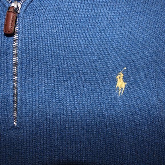 Blue Polo Quarter Zip Sweater - Picture 2 of 3